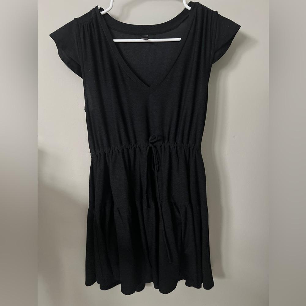 Beyond Yoga Featherweight Spacedye Out and About Ruffle Dress Darkest Night S
